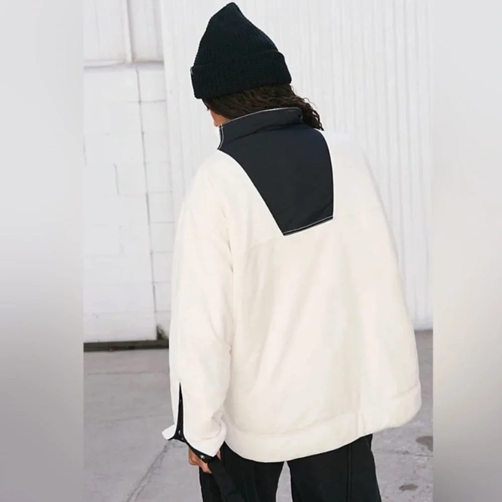 NWOT Free People Movement Climber Fleece Pullover Jacket Ivory and Black